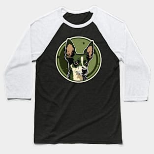 Rat Terrier Camouflage Motif Baseball T-Shirt